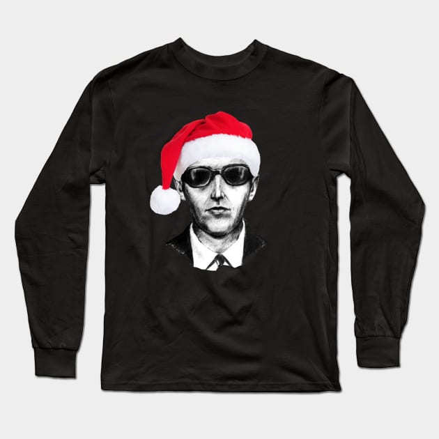 DB Cooper Black and White Police Sketch Christmas Design Long Sleeve T-Shirt by Museflash